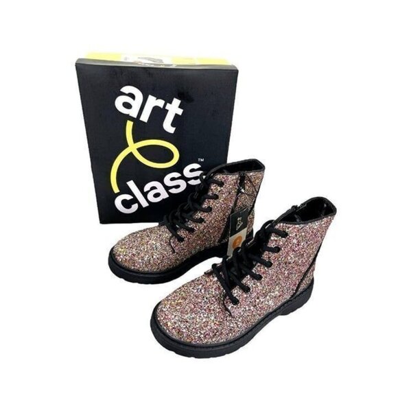 Girls' Zoe Combat Boots Multi-Color Glittered Style Zipper Lace-Up Youth Size 2 - Picture 10 of 10